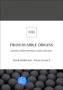 Image of the front page of our FROM HUMBLE ORIGINS' brochure "Your Heritage, Your Legacy". You will receive this brochure as part of the Client Project Procedure. 